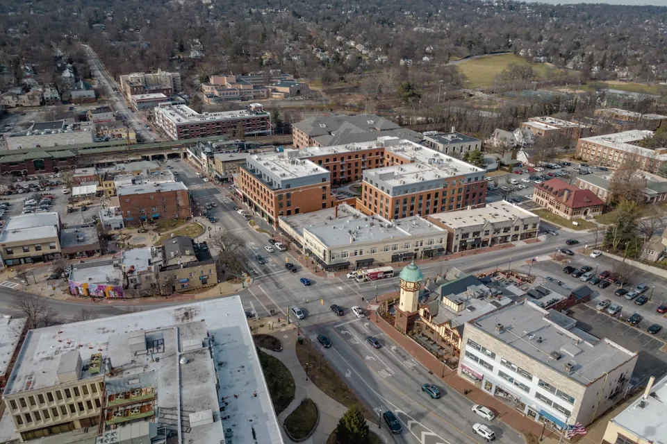 Aerial view of South Orange, New Jersey.